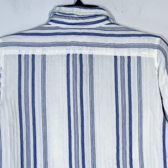 Nili Lotan Striped Kaya Button-Up Shirt in Blue & White Stripe - Picture 8 of 13
